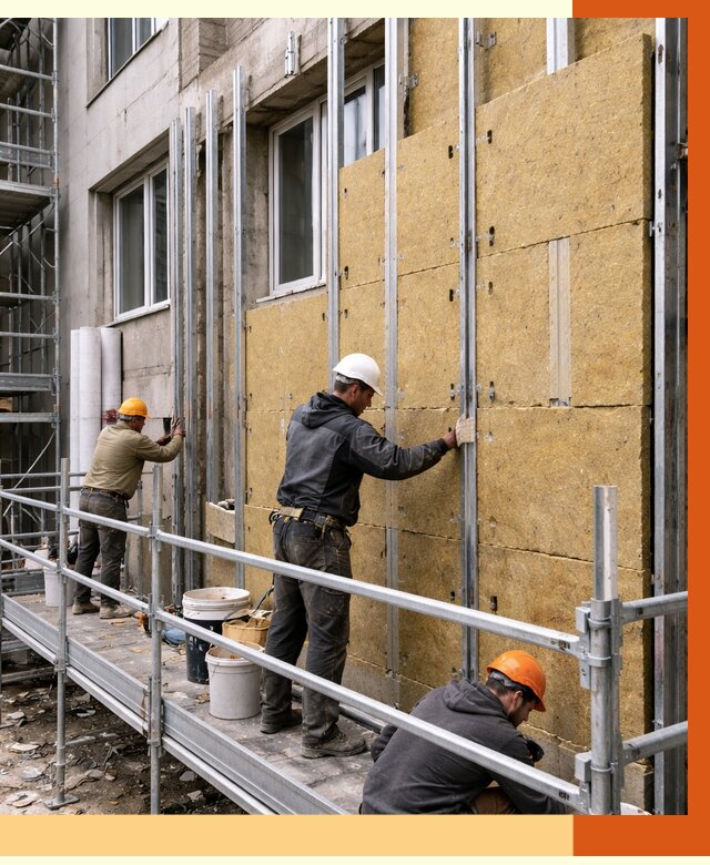 Утепление вентилируемого фасада в Старом Осколе от 5666 руб/м2 — монтаж и утепление вентфасад | ТепломастерСрк